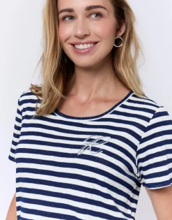 Tee-shirt marinière manches courtes en mélange coton rayé MARINE Femme