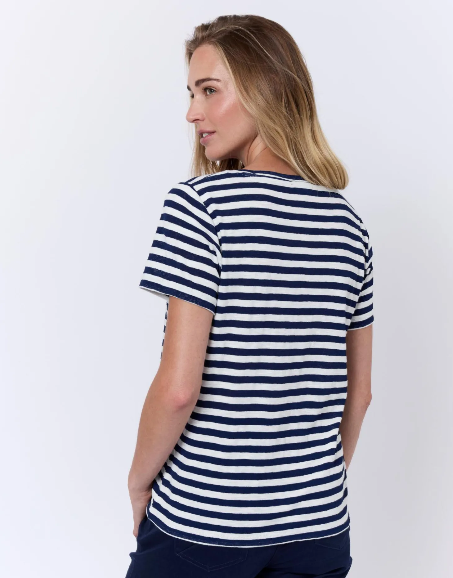 Tee-shirt marinière manches courtes en mélange coton rayé MARINE Femme