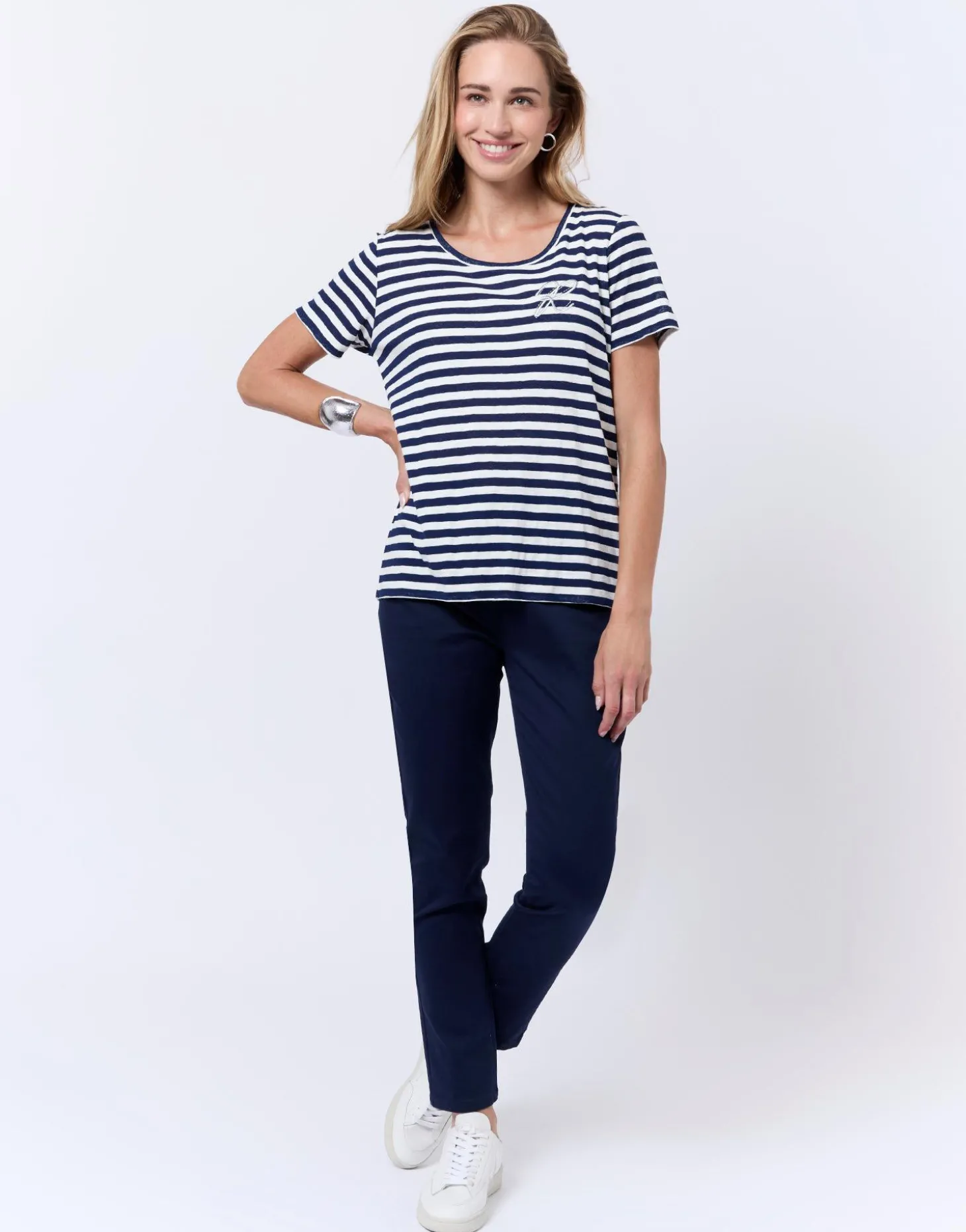 Tee-shirt marinière manches courtes en mélange coton rayé MARINE Femme