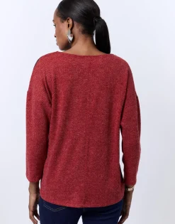 Top manches 3/4 color bloc MARINE Femme