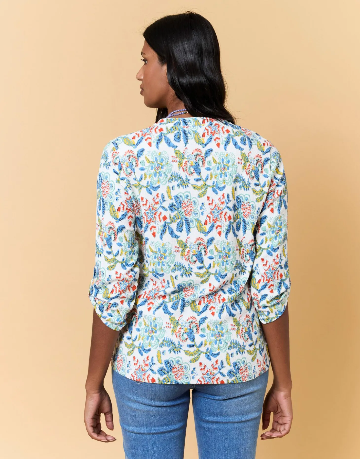Top manches 3/4 imprimé à fleurs MULTICOLORE Femme