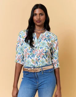 Top manches 3/4 imprimé à fleurs MULTICOLORE Femme