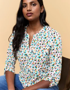Top manches 3/4 imprimé BLANC Femme