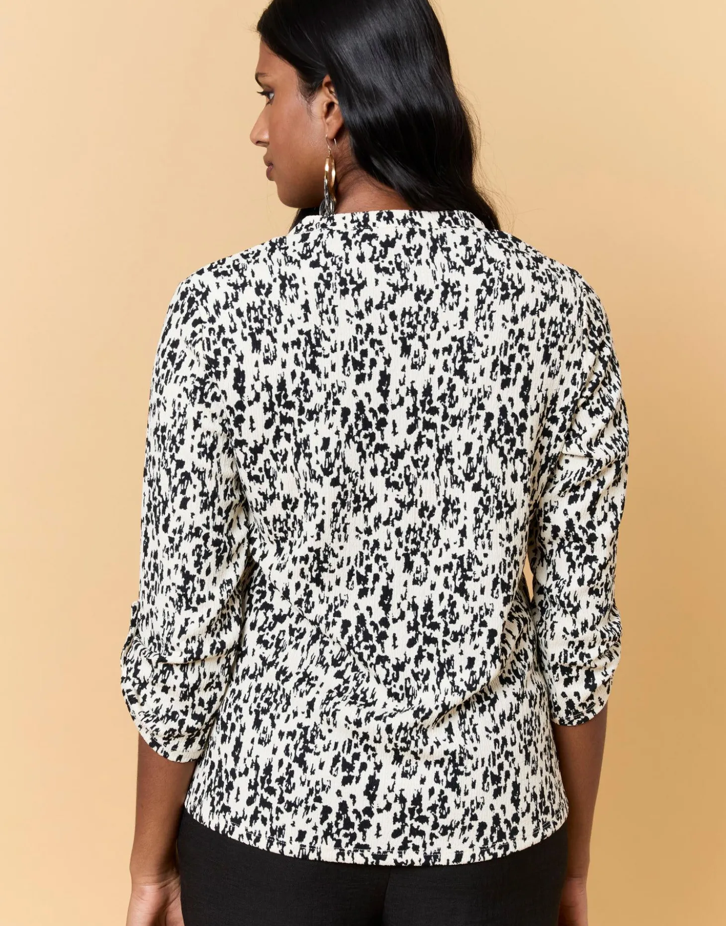 Top manches 3/4 imprimé léopard ECRU Femme