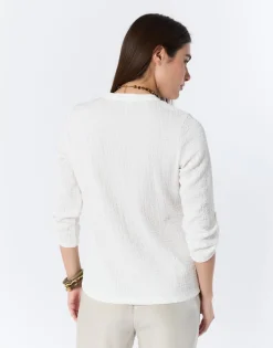 Top manches 3/4 uni BLANC Femme