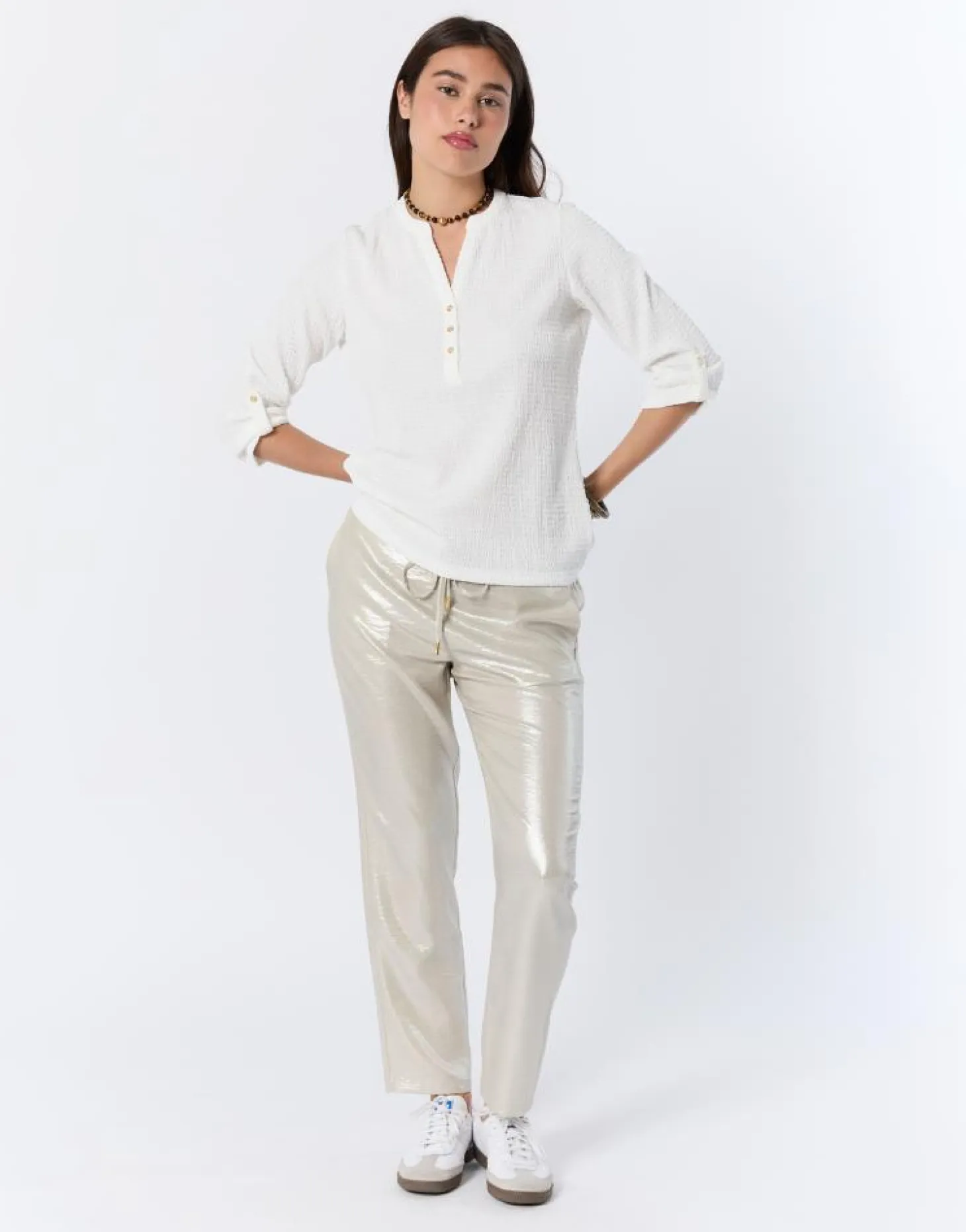 Top manches 3/4 uni BLANC Femme