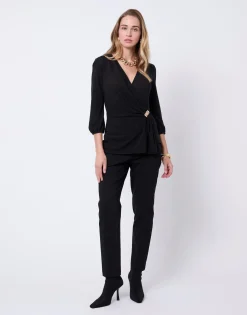 Top manches 3/4 uni NOIR Femme