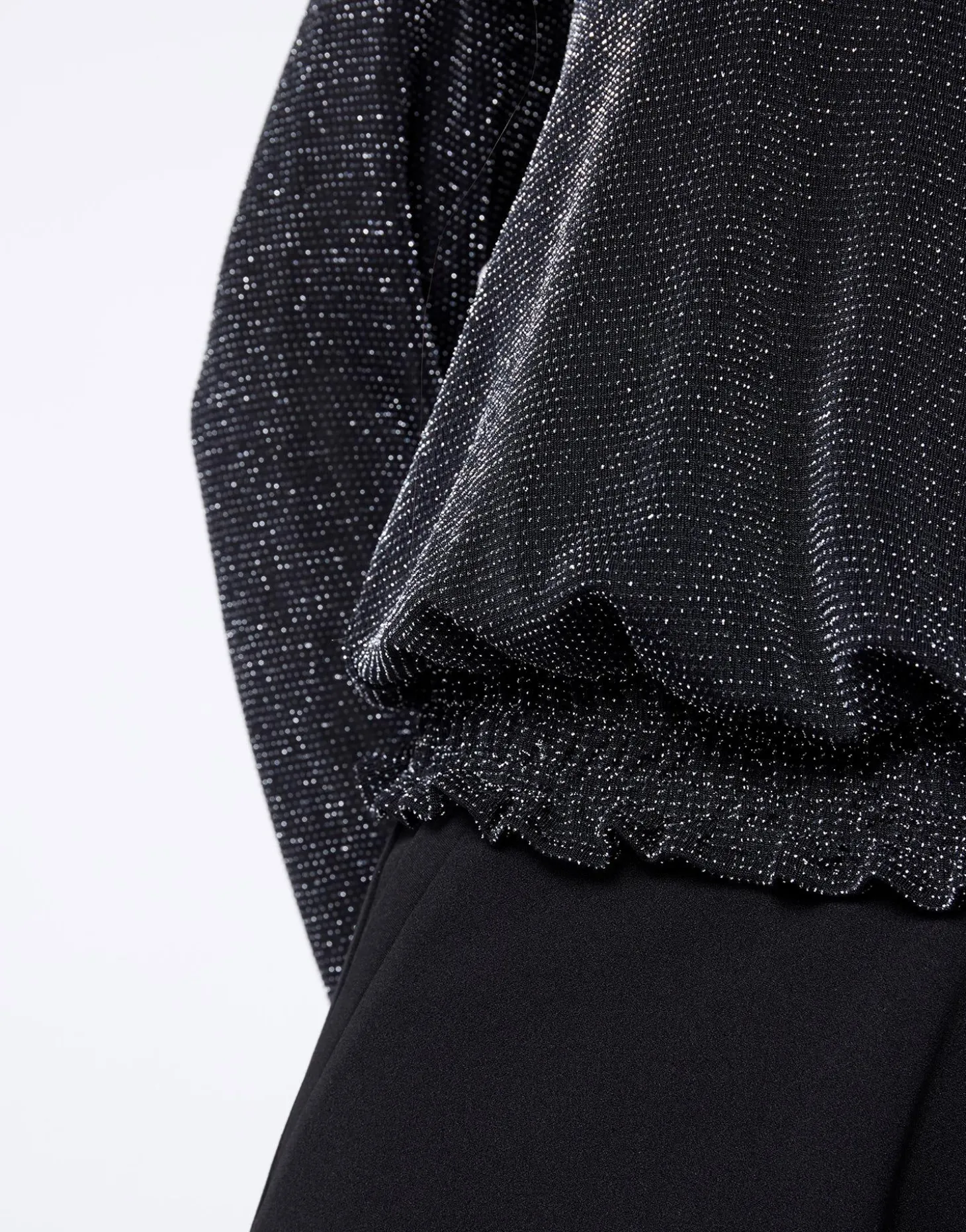 Top manches longues brillante NOIR Femme