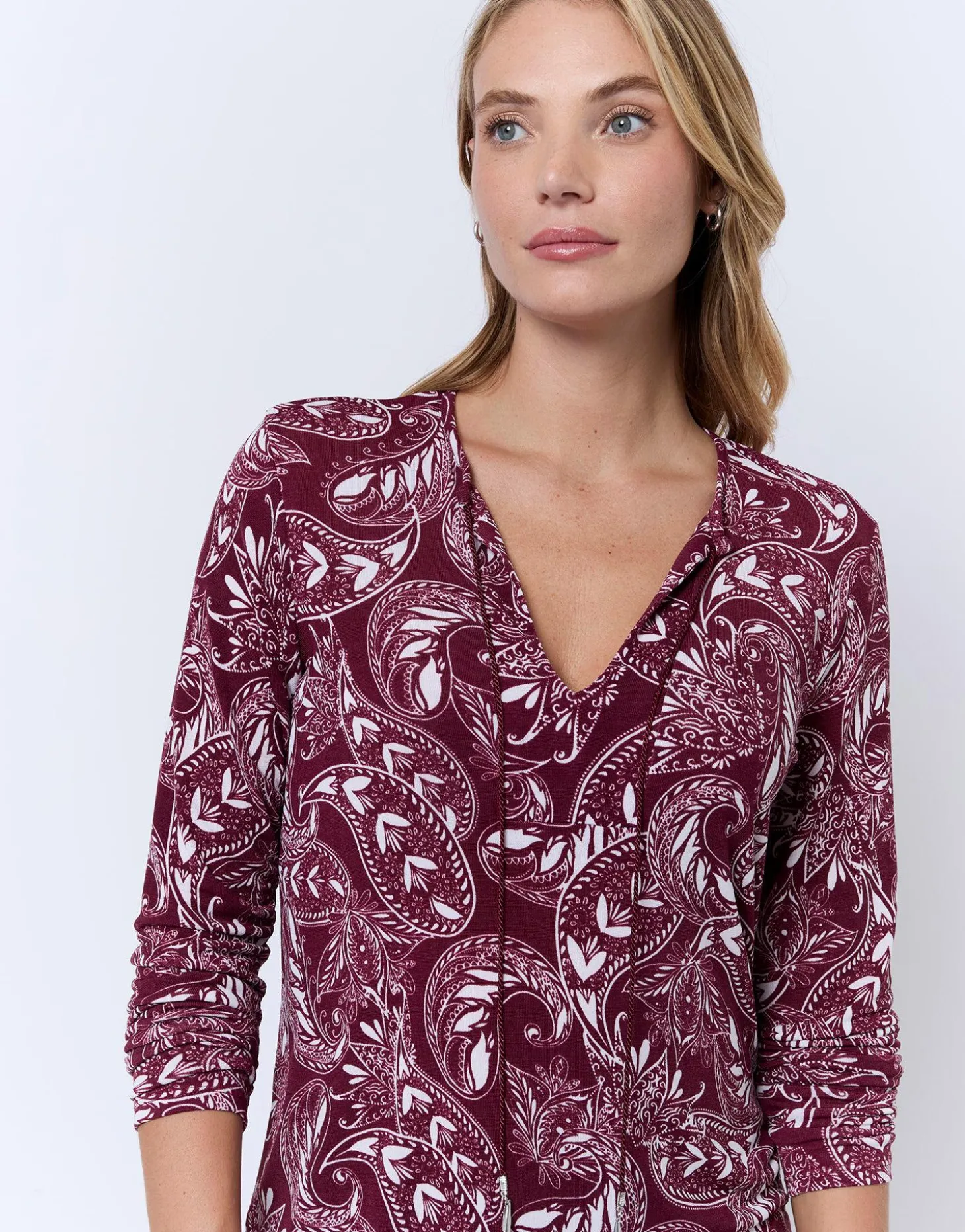 Top manches longues imprimé ROUGE Femme