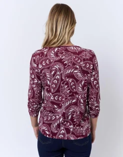 Top manches longues imprimé ROUGE Femme