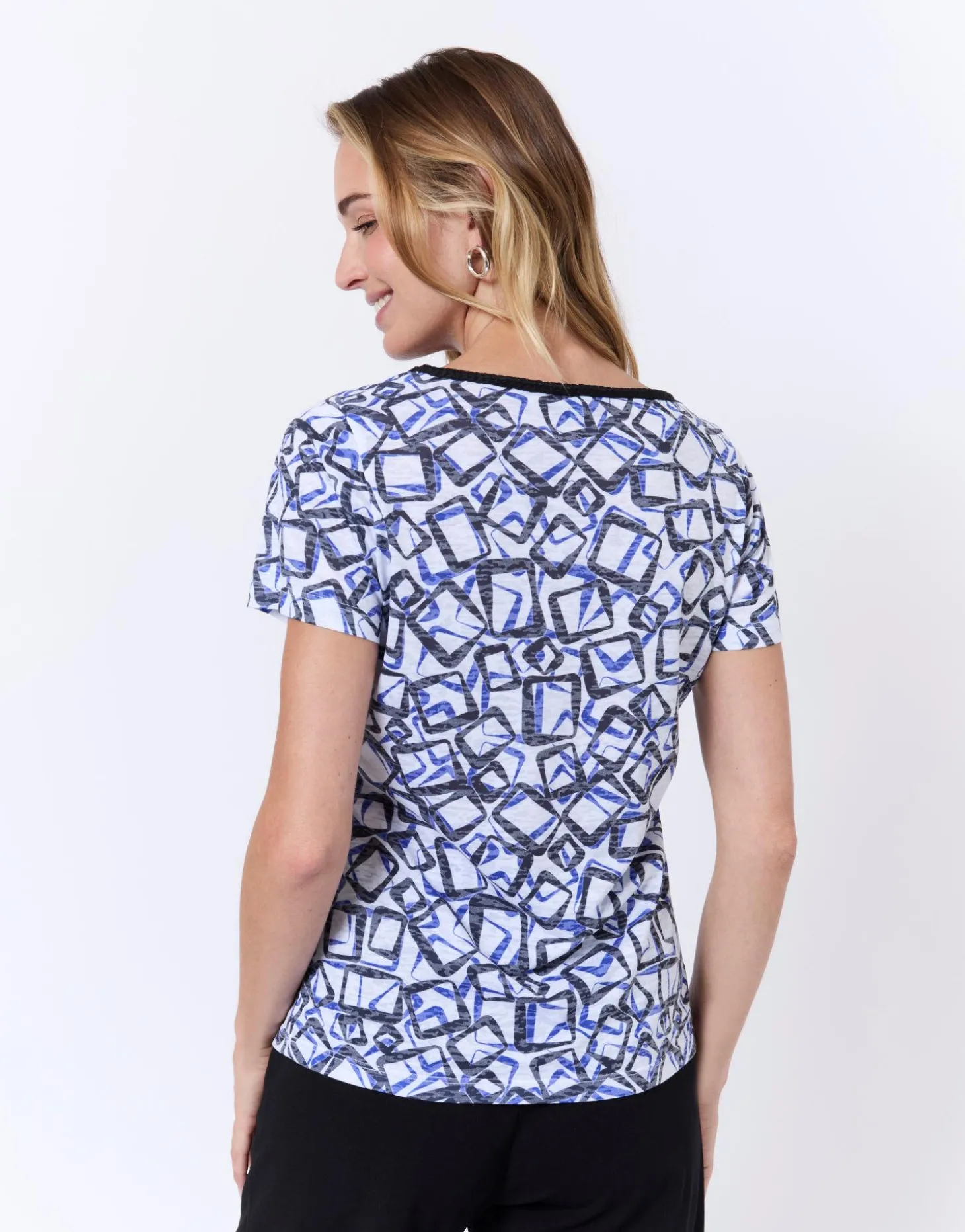 T-Shirt manches courtes imprimé graphique BLANC Femme