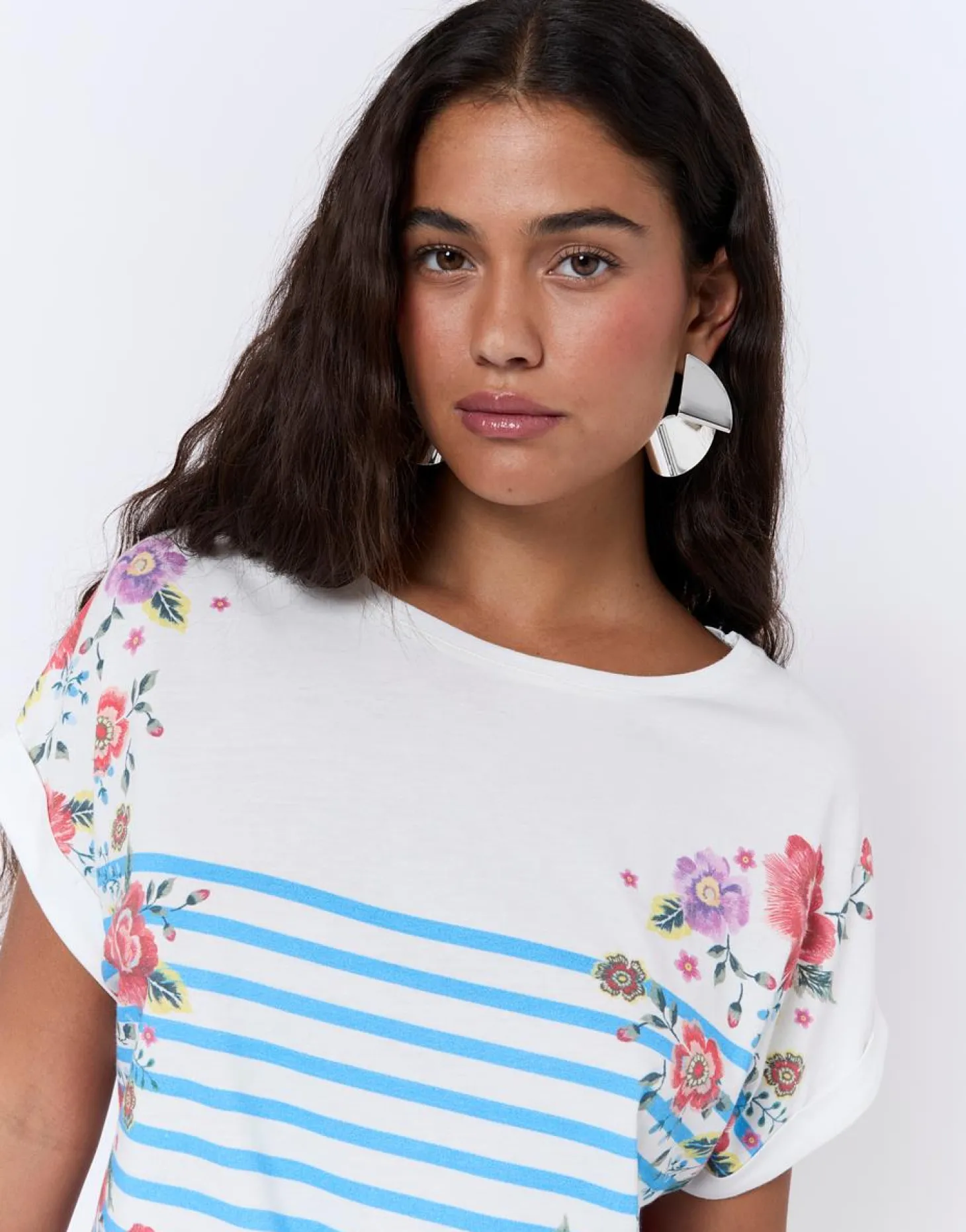 T-Shirt manches courtes rayé BLEU Femme
