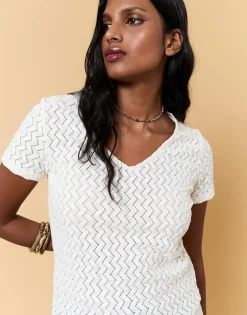 T-Shirt manches courtes uni ECRU Femme