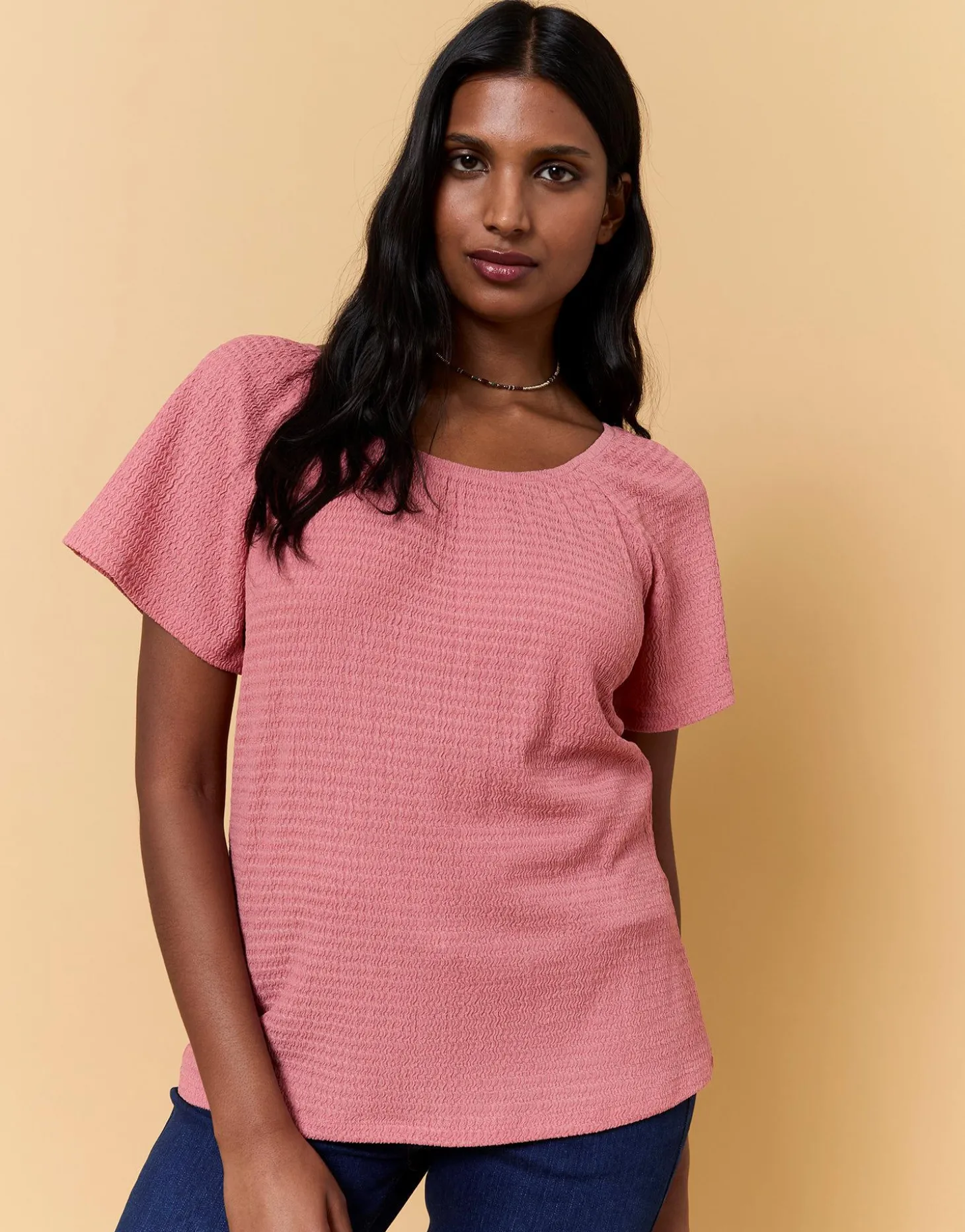 T-Shirt manches courtes uni VIEUX ROSE Femme