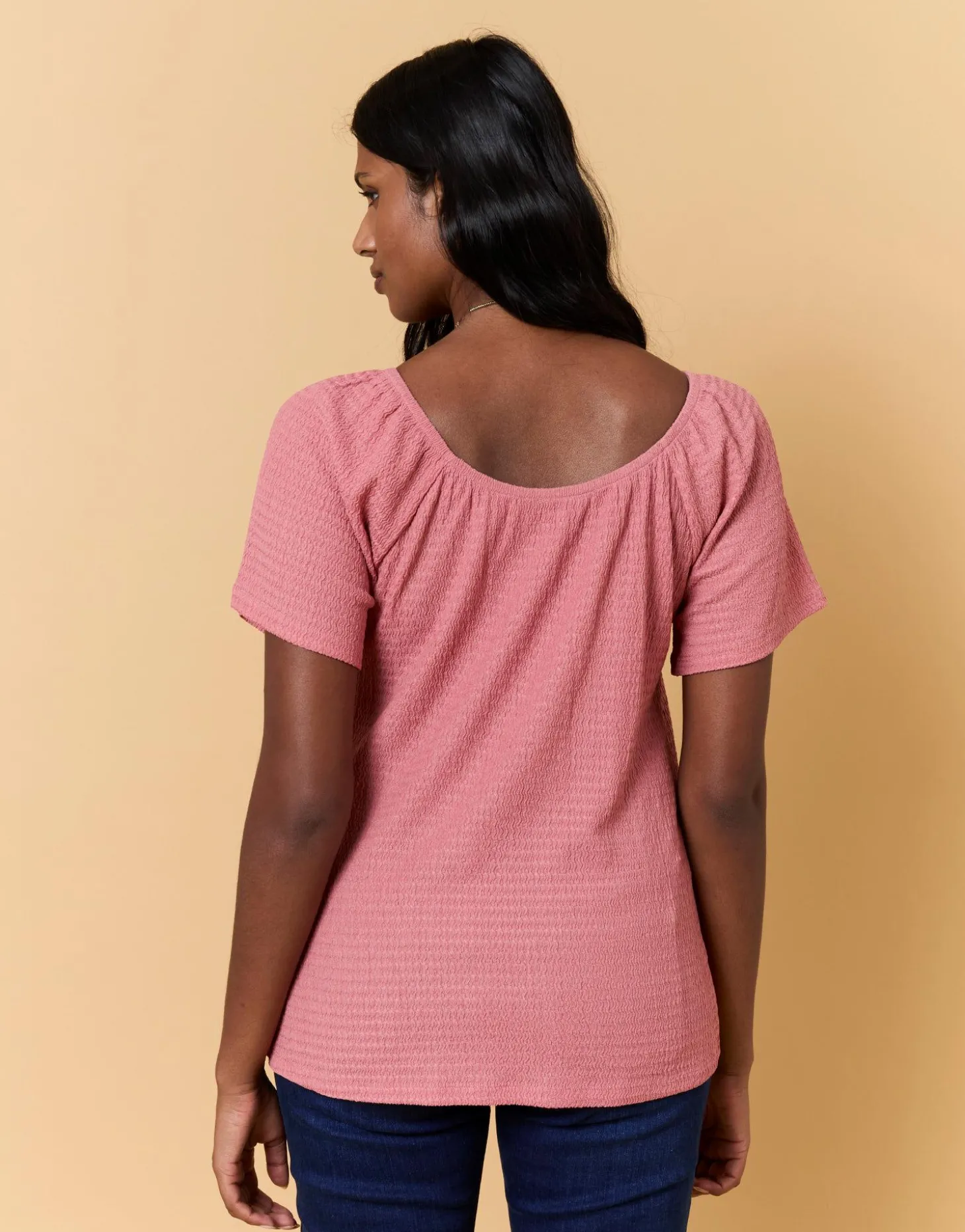 T-Shirt manches courtes uni VIEUX ROSE Femme