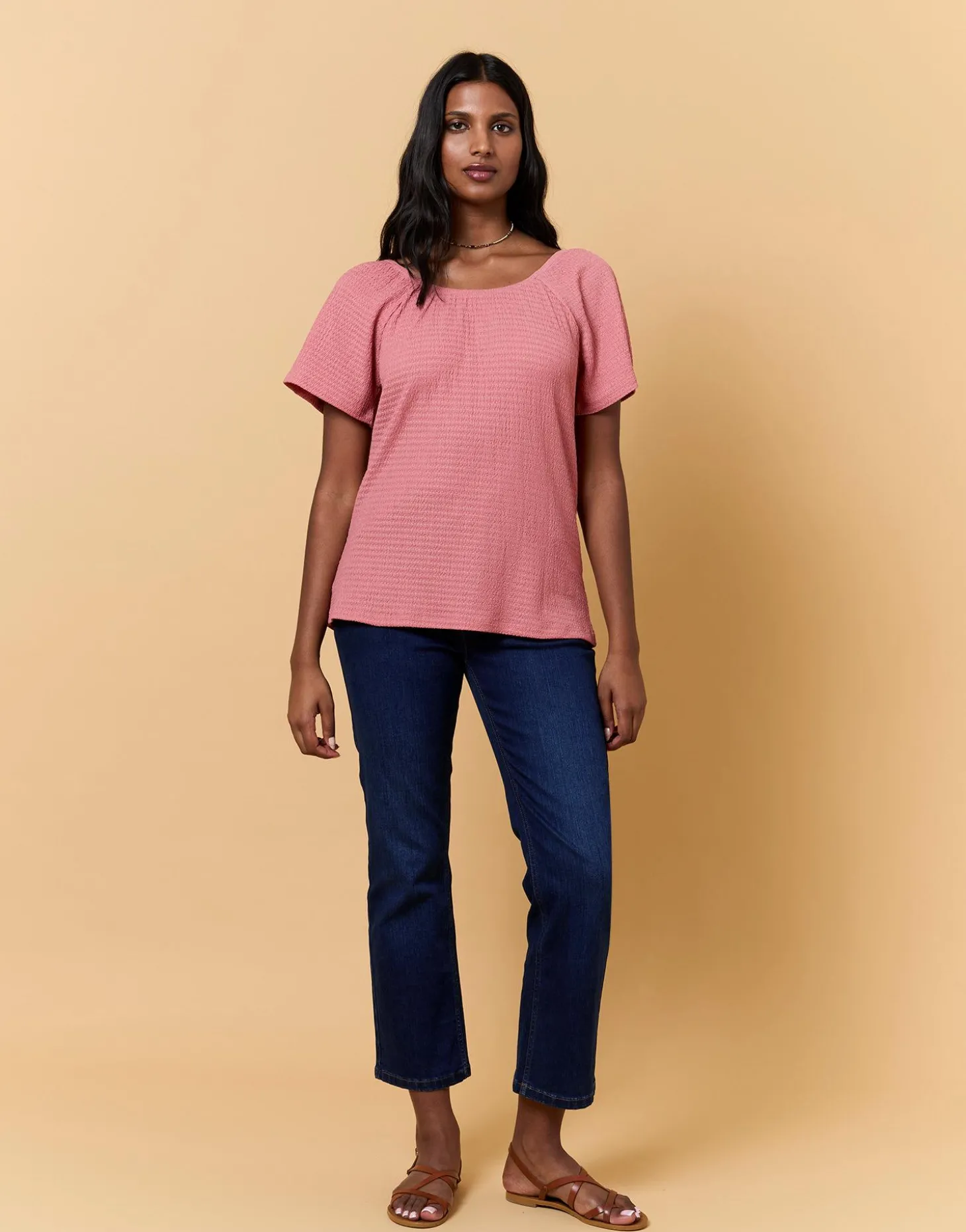 T-Shirt manches courtes uni VIEUX ROSE Femme
