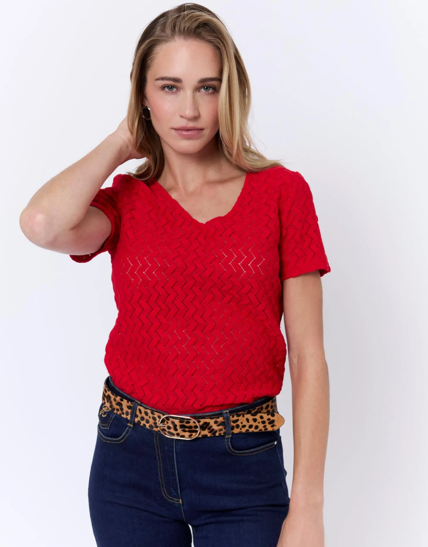 T-Shirt manches courtes uni ROUGE Femme