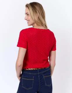 T-Shirt manches courtes uni ROUGE Femme