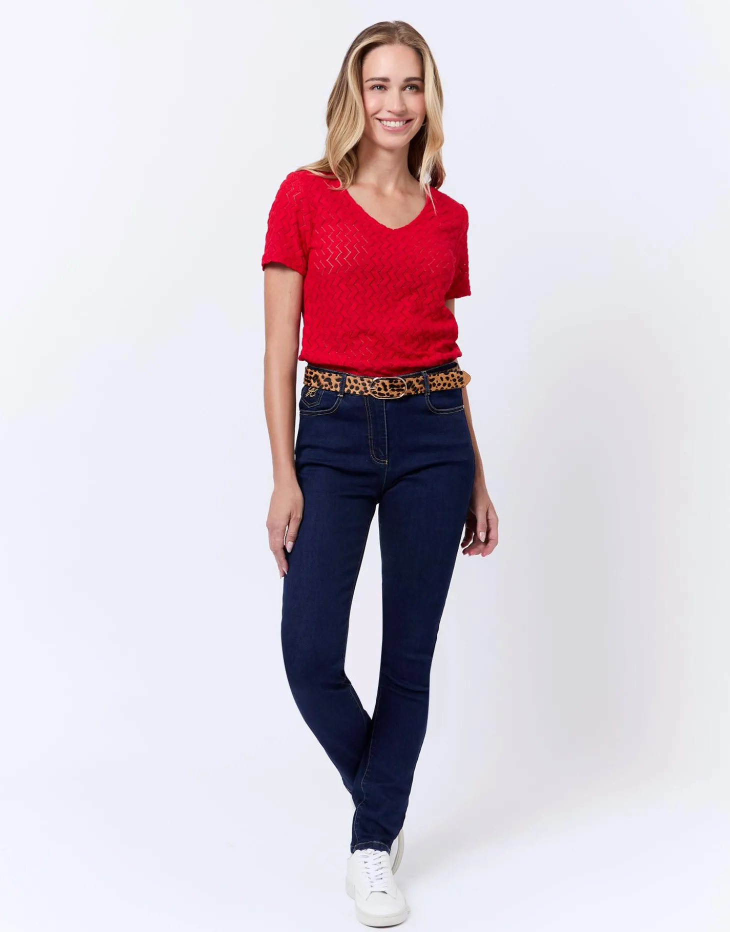 T-Shirt manches courtes uni ROUGE Femme