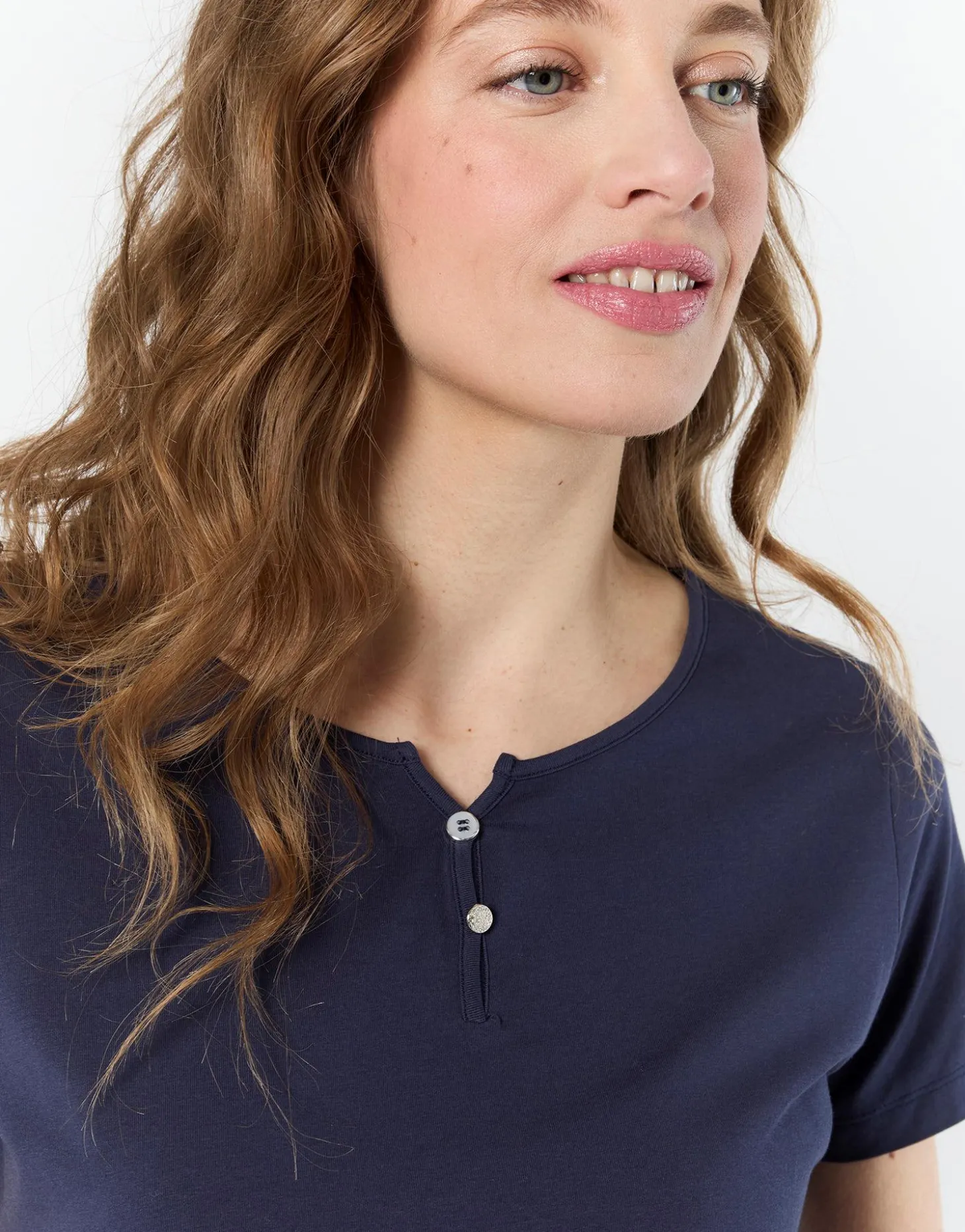 T-Shirt manches courtes uni MARINE Femme