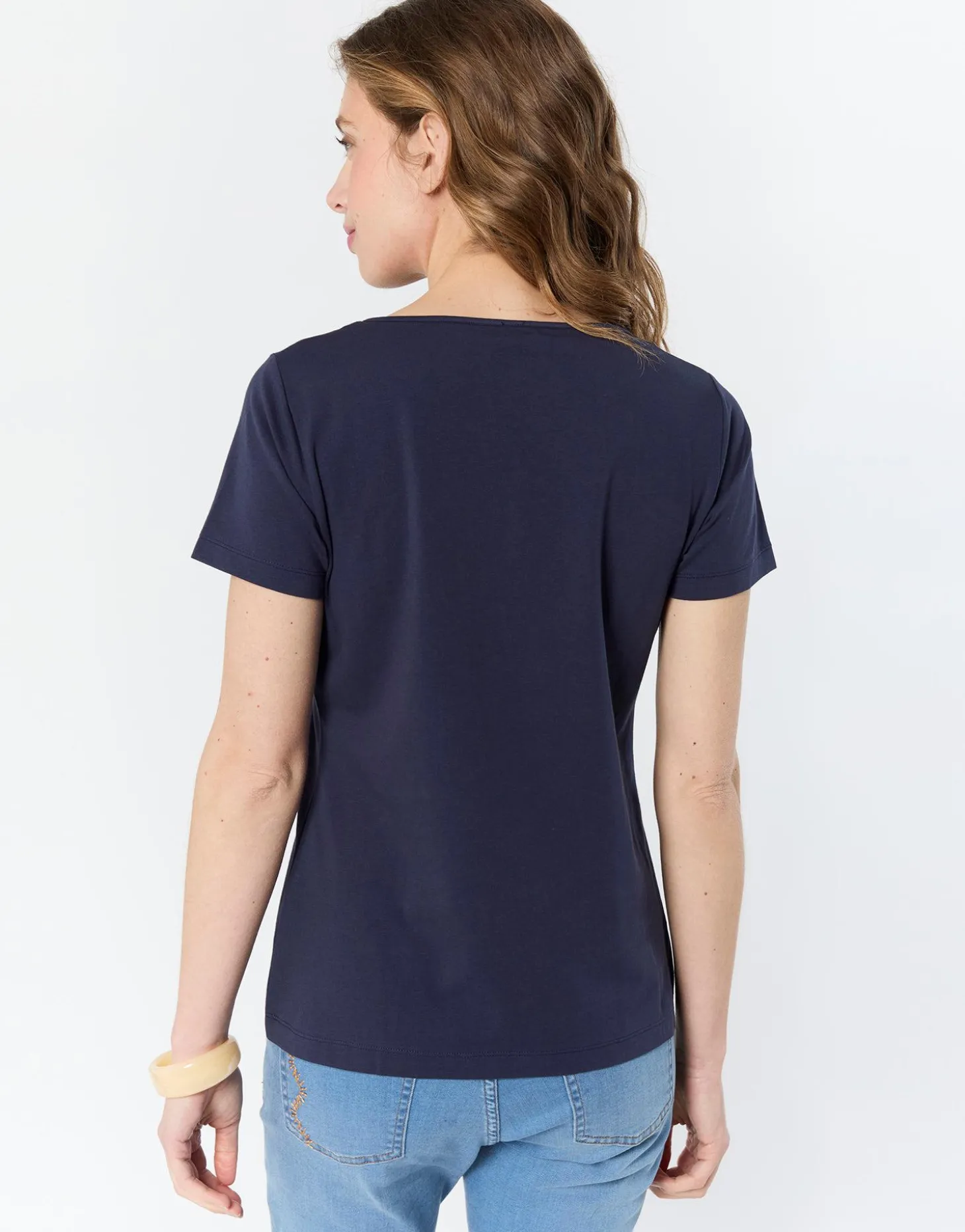 T-Shirt manches courtes uni MARINE Femme