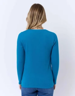 T-Shirt manches longues imprimé BLEU CANARD Femme