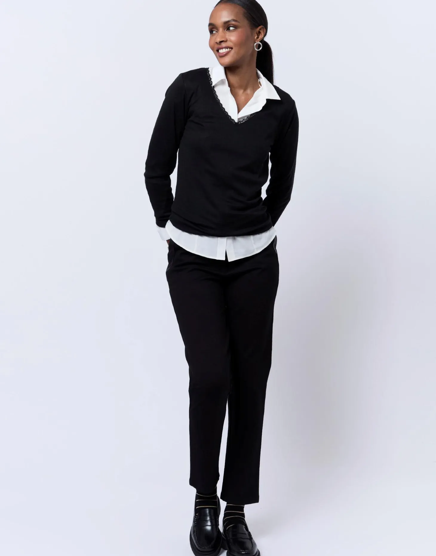 T-Shirt manches longues uni NOIR Femme