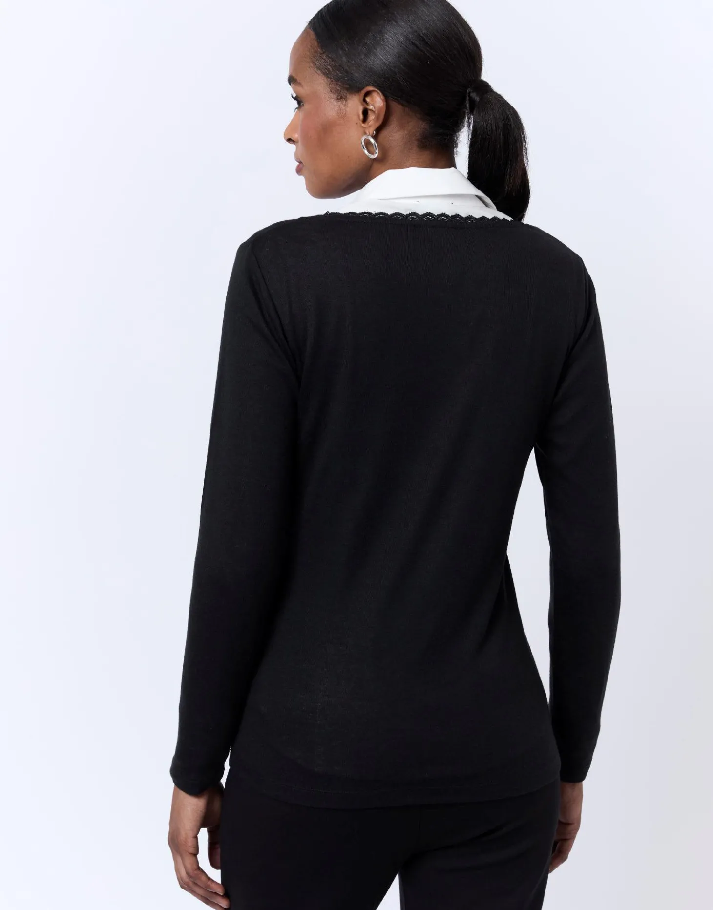 T-Shirt manches longues uni NOIR Femme