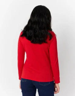 T-Shirt manches longues uni ROUGE Femme