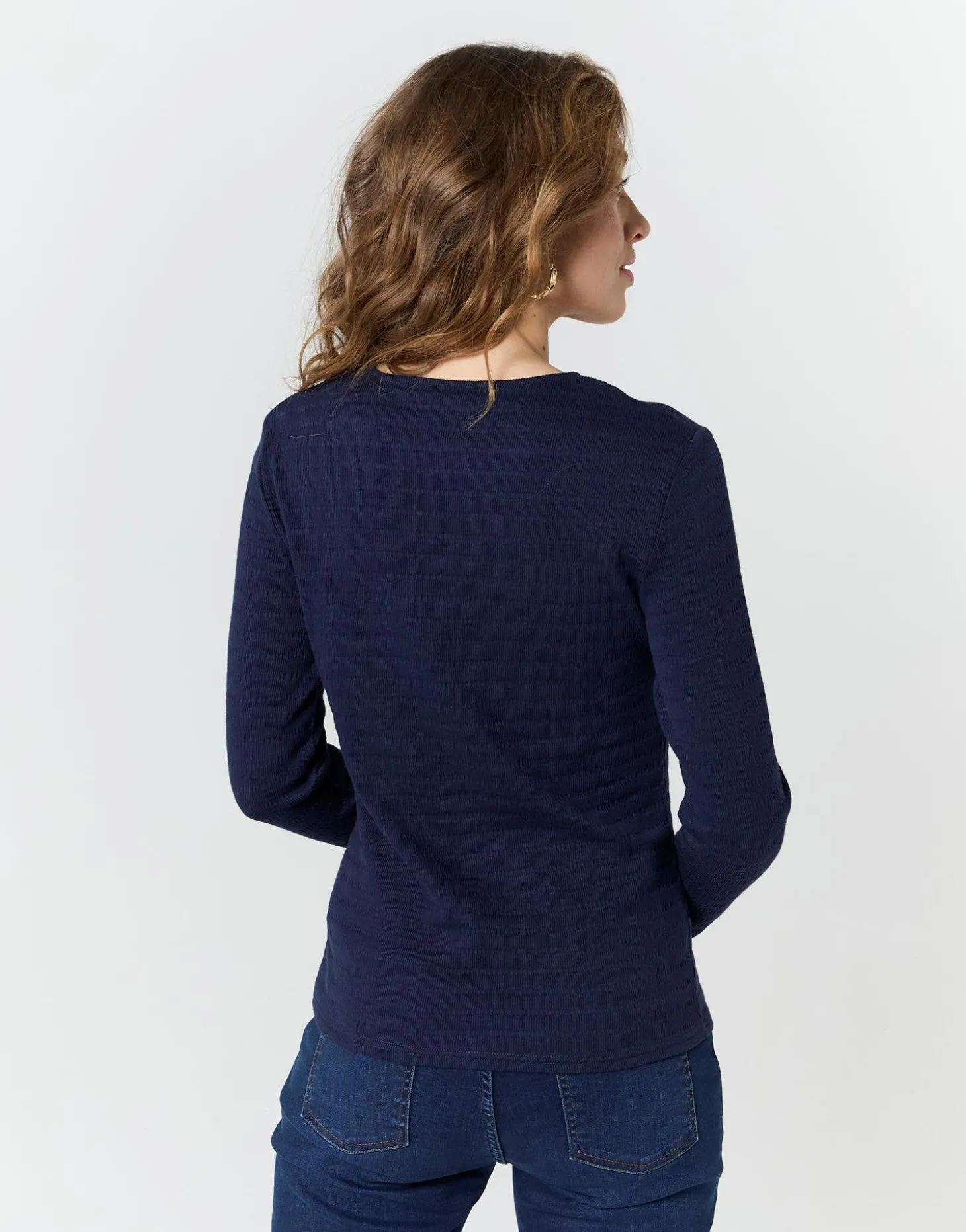 T-Shirt manches longues uni MARINE Femme