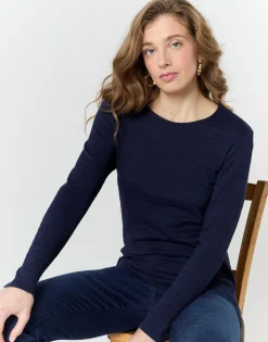 T-Shirt manches longues uni MARINE Femme