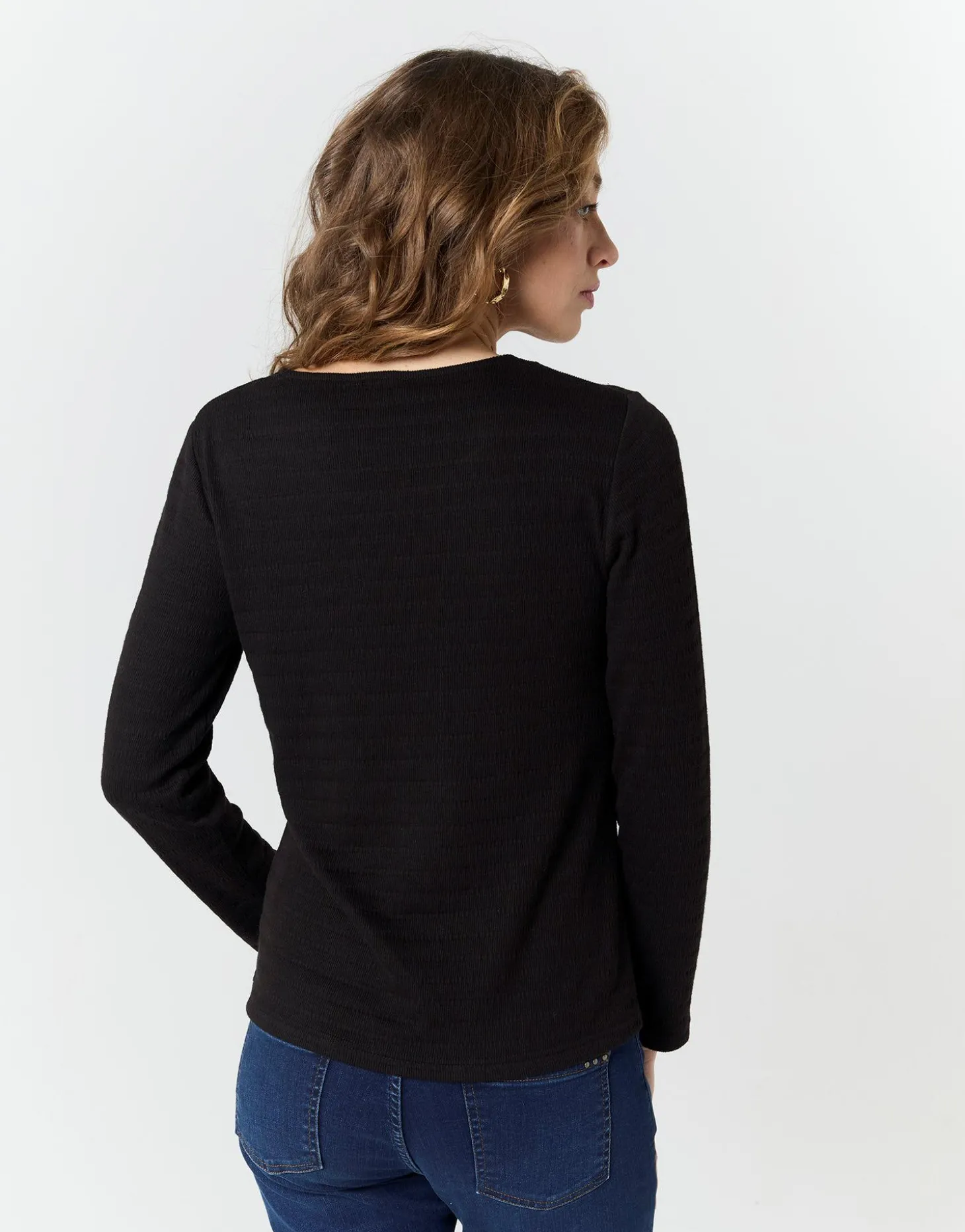 T-Shirt manches longues uni NOIR Femme