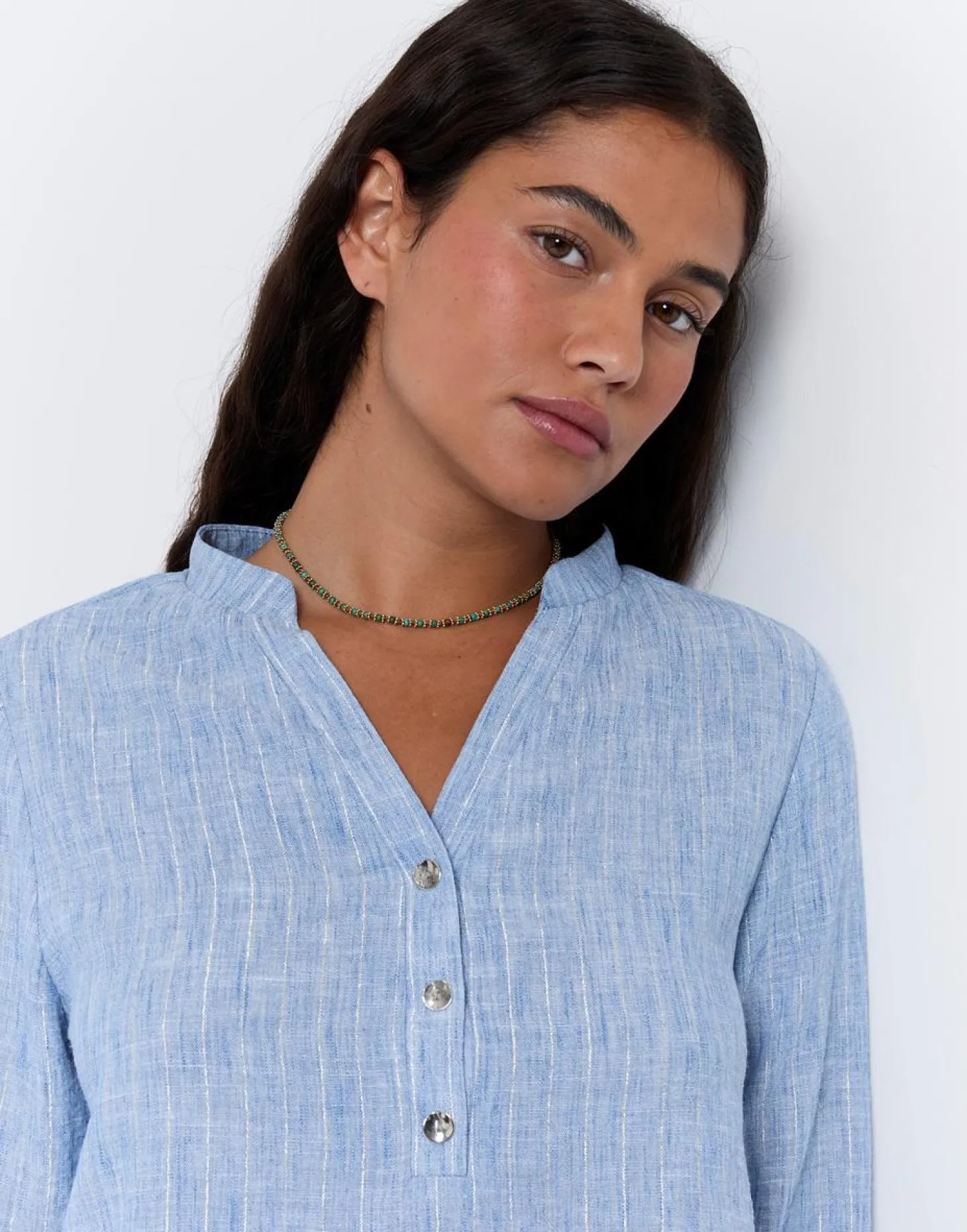 Tunique manches 3/4 à fines rayures BLEU Femme