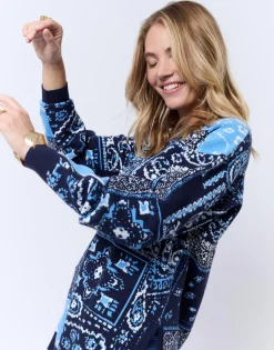Tunique mi-long à motifs BLEU Femme