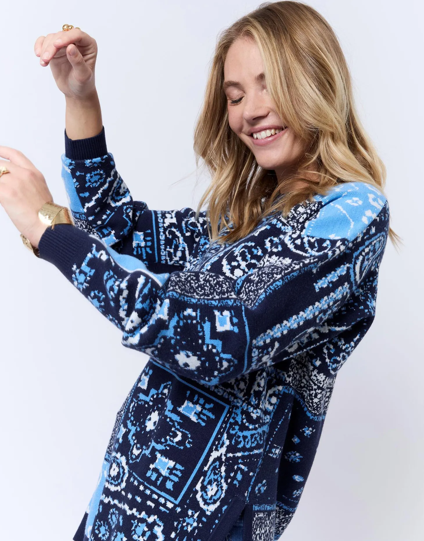 Tunique mi-long à motifs BLEU Femme