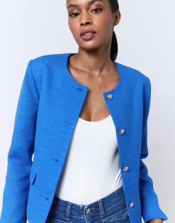 Veste courte unie BLEU Femme