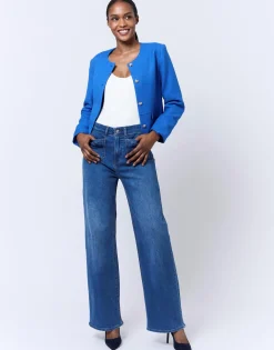 Veste courte unie BLEU Femme