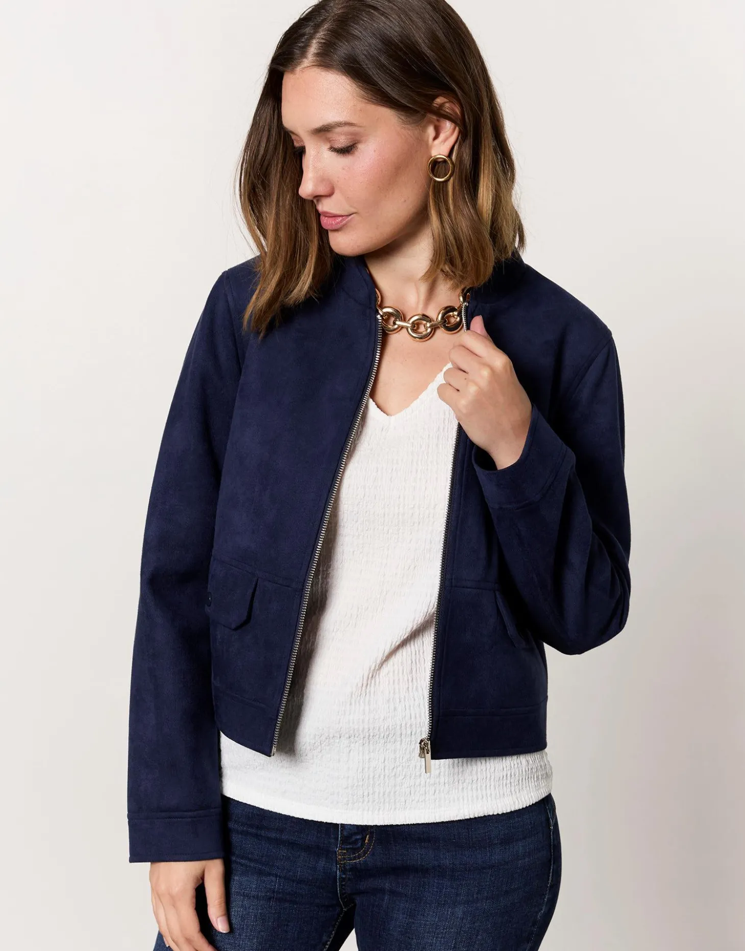 Veste courte unie MARINE Femme