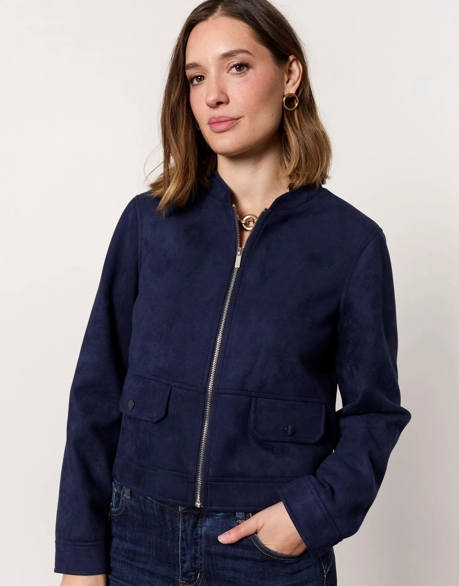 Veste courte unie MARINE Femme