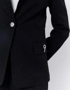 Veste longue rayée NOIR Femme