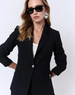 Veste longue rayée NOIR Femme
