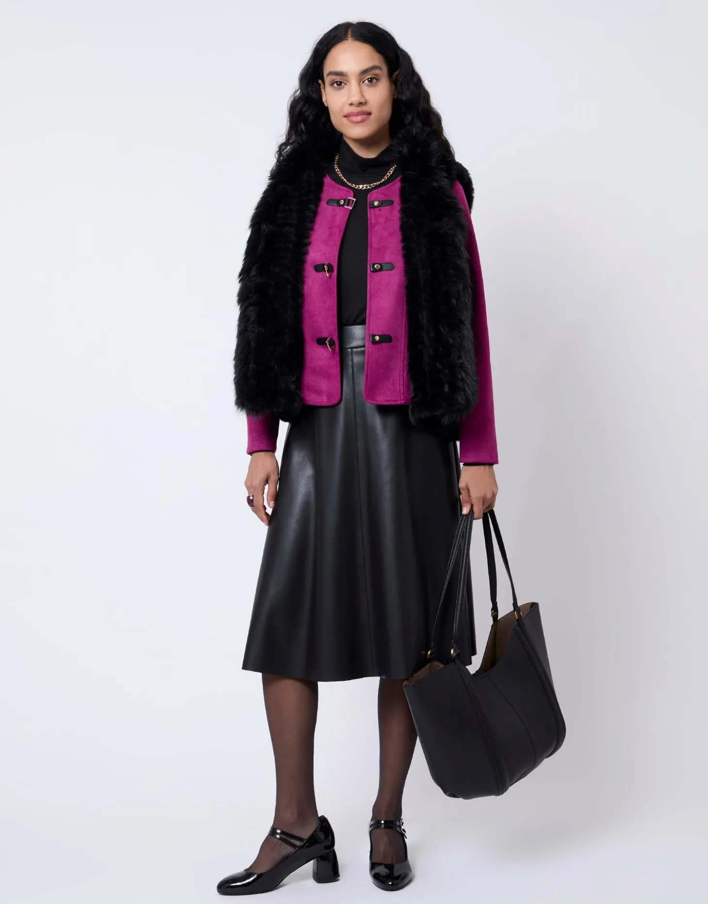 Veste unie AUBERGINE Femme